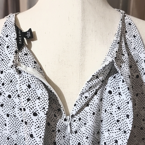 Zac & Rachel Black and White Polka Dots Sleeveless Swing Top, Woman's Large - Picture 4 of 10